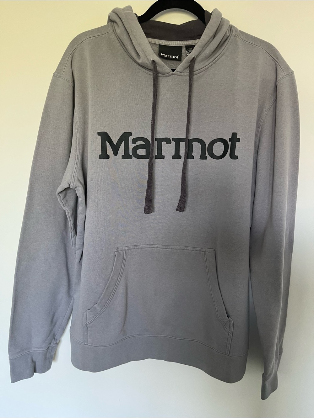 Marmot Light Gray Pullover Hoodie with Dark Gray Logo